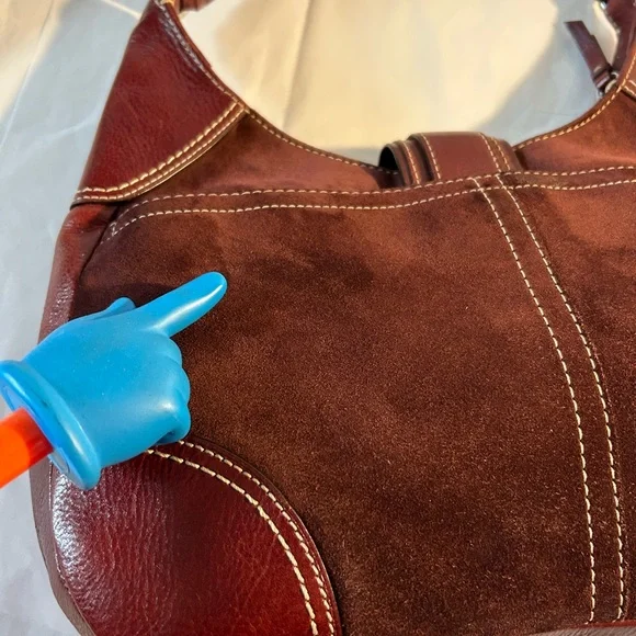 Coach Vintage Hampton Mosaic Berry Patchwork Suede Leather Shoulder Bag - Picture 5 of 16